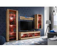 Komodee, Ensembles de Meubles Tivoli Medio, Wotan Wotan, Largeur 250cm x Hauteur 159cm x Profondeur 35cm, LED RGB, pour Salon, Chambre