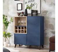komodee Fondi Buffet Bas, Pour Salon, Séjour, Style Scandinave, Bleu/Bois Clair