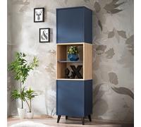 Haute Buffet Komodee FONDI, Style Scandinave, Bleu, Bois Clair, 46 x 35 x 173 cm