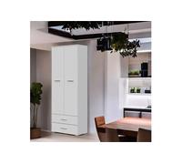 Komodee Garde-robe FAUSKE SZF4 avec tiroirs Blanc 36x69x180 cm