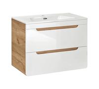 Komodee Meuble Suspendu avec Lavabo et Siphon Arvida - Blanc - 2 Tiroirs - 80 x 59 x 46 cm