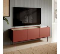 Komodee Meuble TV Kelowna - Rouge, Chêne - Largeur 144 cm, Hauteur 55 cm, Profondeur 37 cm