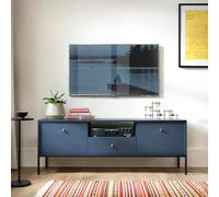Komodee Meuble TV MONCTON - Bleu Marine - Poignées métalliques - Largeur 154 cm, Hauteur 56 cm, Profondeur 39 cm