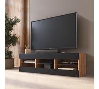 Komodee Meuble TV Tivoli Noir/Wotan 140x40,5x35,5 cm | Banc TV Tivoli, Noir Wotan, Largeur 140 cm x Hauteur 40,5 cm x Profondeur 35,5 cm, sans LED, pour Salon, Chambre