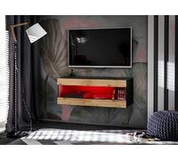 Komodee Meuble TV Tivoli RTV2 A2 Noir/Wotan 100x36x35 cm | Meuble TV, Tivoli RTV2, Noir/Wotan, Largeur 100cm x Hauteur 36cm x Profondeur 35cm, LED RGB, pour Salon, Chambre