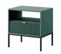 Komodee Table de Chevet NANAIMO - Vert - Poignées dorées - avec tiroir - Largeur 54 cm, Hauteur 56 cm, Profondeur 39 cm