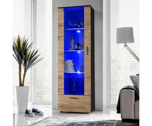 Komodee Vitrine Alessandria A2 Wotan/Noir 60x192x42 cm
