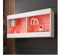 Komodee Vitrine Suspendue Horizontal Tivoli - Blanc Blanc - 100 x 50 x 29 cm - LED RVB