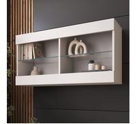 Komodee Vitrine Suspendue Horizontal Tivoli - Blanc Blanc - 100 x 50 x 29 cm - sans LED