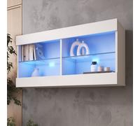 Komodee Vitrine Suspendue Horizontal Tivoli - Blanc Blanc - 100 x 50 x 29 cm - sans LED