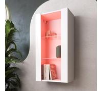 Komodee Vitrine suspendue Tivoli - Blanc/Blanc - 50x100x29 cm - LED RVB - pour salon et chambre