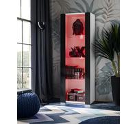 Vitrine Armoire Komodee TIVOLI - LED RVB - Noir et Blanc - 55 x 159 x 35 cm