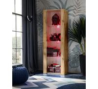 Vitrine Armoire Komodee TIVOLI - LED RVB - Bois naturel - 55 x 159 x 35 cm