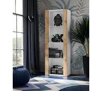 Vitrine Armoire Komodee TIVOLI - sans LED - Bois naturel et Blanc - 55 x 159 x 35 cm
