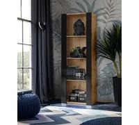 Vitrine Armoire Komodee TIVOLI - sans LED - Noir et Bois naturel - 55 x 159 x 35 cm