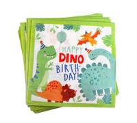 Komoke Lot de 60 serviettes pour anniversaire d'enfant - Décoration d'anniversaire dinosaure pour garçons et filles - Serviettes Happy Birthday 33 x 33 cm - Décoration d'anniversaire animaux pour