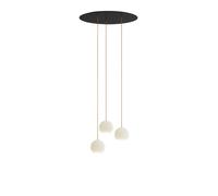 Komot Kos Trio S Canopy round Pendelleuchte, schwarz matt, Kabel Textil orange