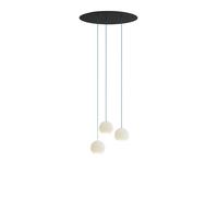 Komot Kos Trio S Canopy round Pendelleuchte, schwarz matt, Kabel Textil Petrol