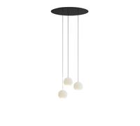 Komot Kos Trio S Canopy round Pendelleuchte, weiß matt, Kabel Textil orange