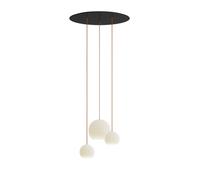 Komot Kos Trio SL Canopy round Pendelleuchte, schwarz matt, Kabel Textil orange