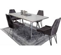 Komplett Set Esstisch 4x Stühle Esszimmer Set Ess Gruppe Metall Tisch neu