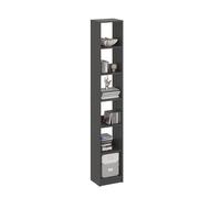 Komto Bibliothèque Anthracite - Etagere Rangement Chambre 30 cm Largeur, Bookcase avec 6 Niches, Étagère Colonne Étroite | LAKO 185,2 x 30 x 24