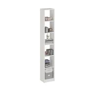 Komto Bibliothèque Blanche - Etagere Rangement Chambre 30 cm Largeur, Bookcase avec 6 Niches, Étagère Colonne Étroite | LAKO 185,2 x 30 x 24