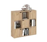 Komto Bibliothèque Chêne à Miel - Meuble Cube de Rangement, Bibliotheque Etagere Rangement avec 5 Portes et 9 Cases pour Salon, Bureau et Chambre | Shelf9 90 x 30,3 x 90