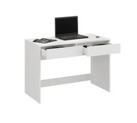 Komto Bureau Blanc avec 2 Tiroirs - Table de Travail avec Rangement, Meuble Ordinateur pour Ado, Home Office | Nova 110 x 52,8 x 76 cm