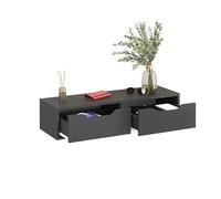 Komto Etagere Murale Anthracite avec 2 Tiroirs - Console Suspendue, Table de Chevet, Coiffeuse ou Meuble d’Entrée | NOKA 100 x 32,5 x 22 cm
