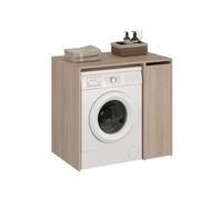 KOMTO Meuble Machine à Laver avec Rangement, Meuble Buanderie | Meuble Dessus Machine à Laver Chêne Sonoma, Plan de Travail, 95 × 62,4 × 89,4 cm