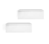 Komto Table de Chevet Suspendue Lot de 2 Blanc - Table de Nuit Murale avec Tiroir, Idéal Chambre | Monaco 46 x 30 x 15 cm