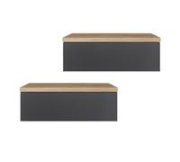 Komto Table de Chevet Suspendue Lot de 2 Chêne doré/Anthracite - Table de Nuit Murale avec Tiroir, Idéal Chambre | Monaco 46 x 30 x 15 cm