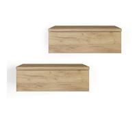Komto Table de Chevet Suspendue Lot de 2 Chêne Miel - Table de Nuit Murale avec Tiroir, Idéal Chambre | Monaco 46 x 30 x 15 cm