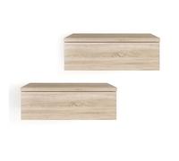 Komto Table de Chevet Suspendue Lot de 2 Chêne Sonoma - Table de Nuit Murale avec Tiroir, Idéal Chambre | Monaco 46 x 30 x 15 cm