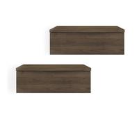 Komto Table de Chevet Suspendue Lot de 2 Noyer - Table de Nuit Murale avec Tiroir, Idéal Chambre | Monaco 46 x 30 x 15 cm