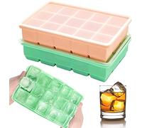 KOMUNJ Lot de 2 bacs à glaçons en silicone platine, avec couvercle, sans odeur, empilables et passent au lave-vaisselle, pour la bière, le whisky, les cocktails et les collations pour bébé, sans BPA