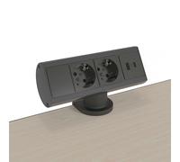Kondator 935-D2CC Socle multiple 1,5 m 2 prises AC Indoor Noir