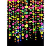 KONFEN 13 Pieds Guirlande de Papier Néon, 4 M Guirlande Papier Rond Circles Multicolore, Deco Fluo pour Neon Party Decoration, Guirlandes Suspendu pour Carnaval, Mariage, Anniversaire