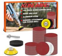 KONGMING 100 Pièces Disques Abrasifs 50mm Grain 1000 Hook and Loop | 2 Pouces Disque de Poncage Alumine Papier a Poncer Perceuse Bois Métaux Automobile Polissage Dérouillage