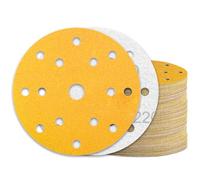 KONGMING 60 Pièces Disque Abrasif 150mm Grain 220 15 Trous | Alumine Disque a Poncer pour Ponceuse Excentrique Bois Métaux Automobile Polissage Dérouillage