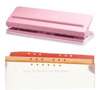 Kongming perforateur 6 trous en Métal perforatrice - Espacement réglable - Capacité de perforation de 8 feuilles - Pour papier A5, A3, A4, A6, B3, B4, B5, B6, B7 (Rosa)