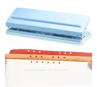 Kongming perforateur 6 trous en Métal perforatrice - Espacement réglable - Capacité de perforation de 8 feuilles - Pour papier A5, A3, A4, A6, B3, B4, B5, B6, B7 (Bleu)