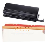 Kongming perforateur 6 trous en Métal perforatrice Noir - Espacement réglable - Capacité de perforation de 8 feuilles - Pour papier A5, A3, A4, A6, B3, B4, B5, B6, B7