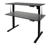 Konix Bureau Gaming Elevate Assis-Debout 120 x 60 x 73-118 cm en Forme de T - 3 hauteurs réglables - Structure Table métal - Noir