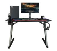 Konix Bureau Gaming Spectra 120 x 60 x 75 cm en Forme de Z - 30 Modes éclairage LED - Structure Table métal - Porte-gobelet - Support Casque - Noir