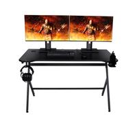 Konix Drakkar Bureau Gaming Mani 121 x 69 x 76 cm en Forme de Y - Plateau de Table en Bois et métal - Porte gobelet et Support Casque Inclus - Noir