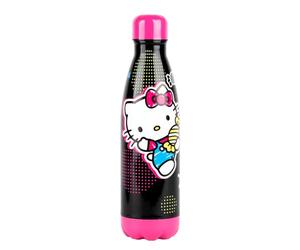 Konix Hello Kitty Bouteille isotherme - Acier inoxydable - 500 ml - Motif bonbons - Noir