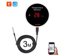 KONLEN Tuya Wifi capteur de température 3m sonde filaire numérique Smartlife thermomètre maison intelligente piscine d'eau Thermostat alarme à distance with EU power plug
