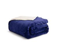 Kono Couverture Polaire Sherpa, Douce et Confortable, réversible en Microfibre pour lit, canapé, Sofa, lit Simple/Double, 150 x 200 cm, Bleu Marine